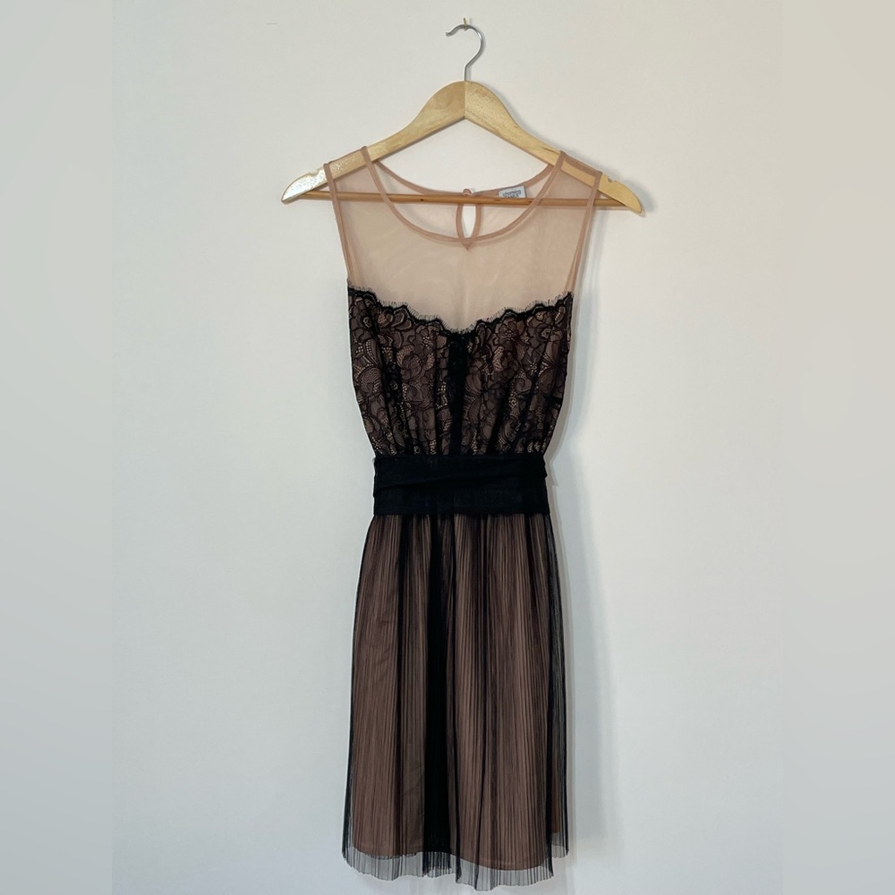 Nude & Black Lace Cocktail Dress